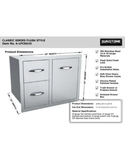 COMBO TIROIR DOUBLE AVEC PORTE (76CM) 12 COMBO TIROIR DOUBLE AVEC PORTE (76CM) -Barbecue Grillades Magasin combo tiroir double avec porte 76cm 2