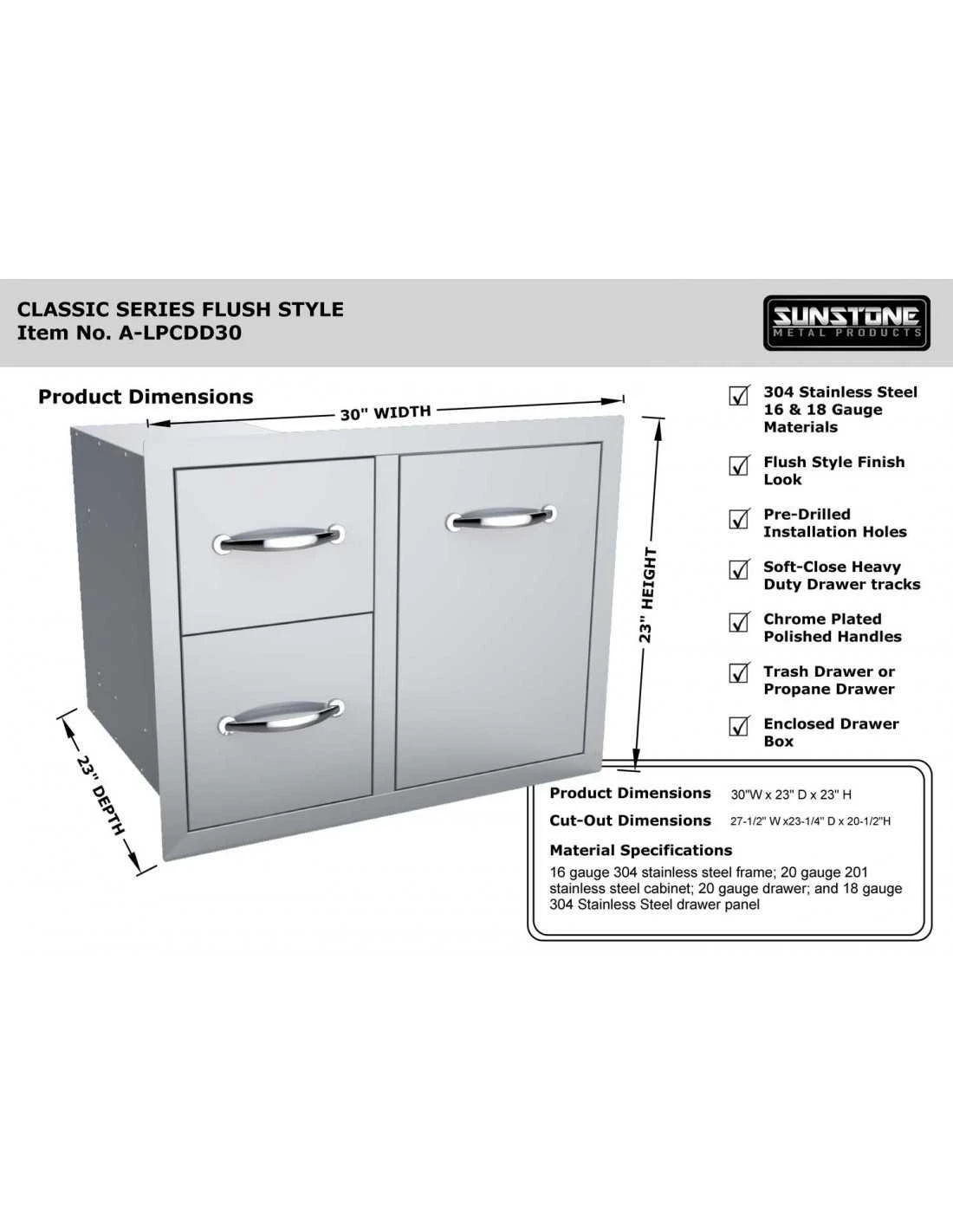 COMBO TIROIR DOUBLE AVEC PORTE (76CM) 5 COMBO TIROIR DOUBLE AVEC PORTE (76CM) â Image 3